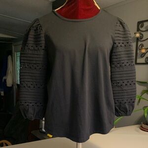 Chico's Black Textured Sleeve Blouse